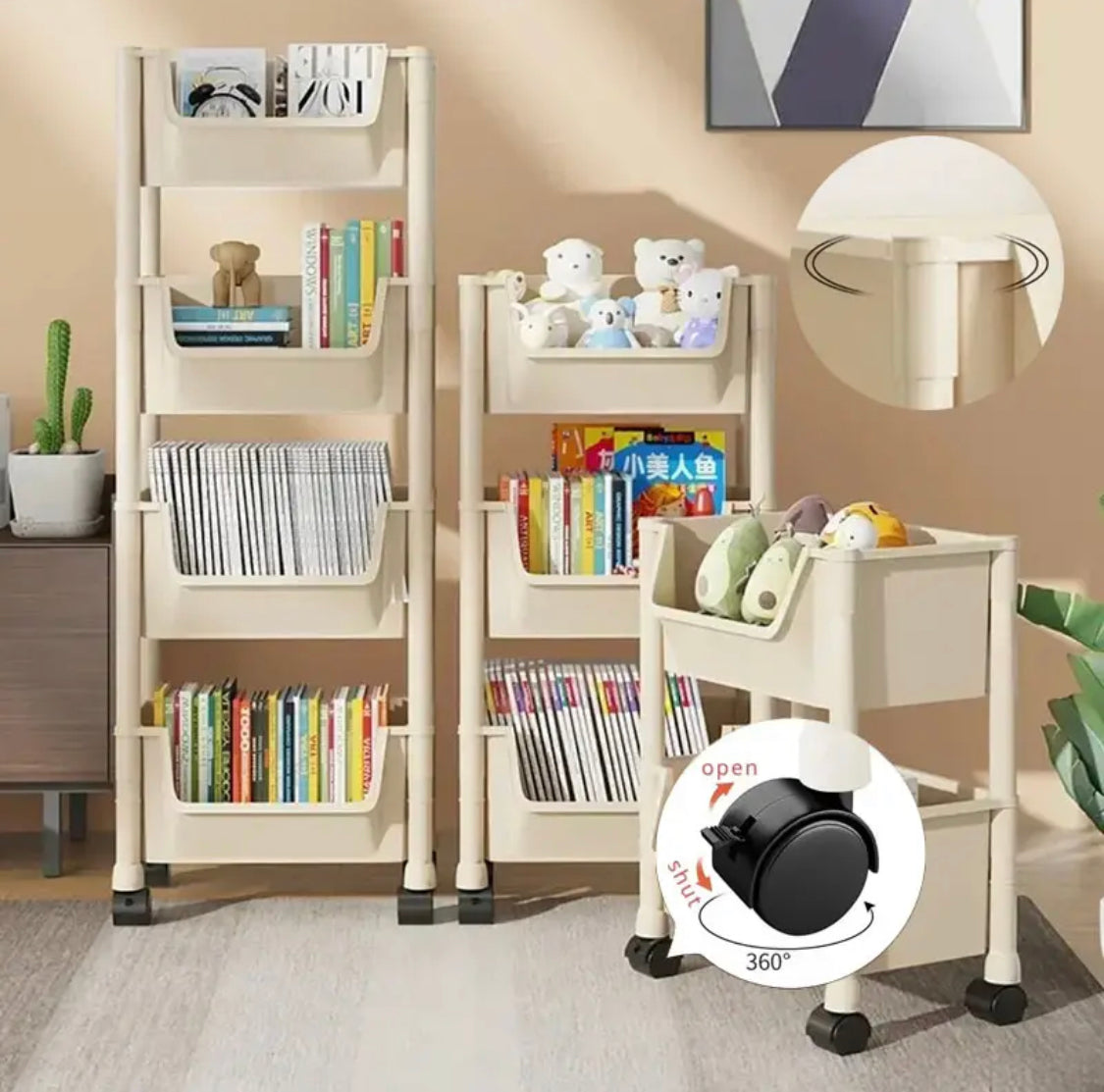 3 Layer Trolley Bookshelf, Multifunctional Storage Rack Trolley, Portable Mobile Display Shelf 3 Layer Trolley Bookshelf, Multifunctional Storage Rack Trolley, Portable Mobile Display Shelf